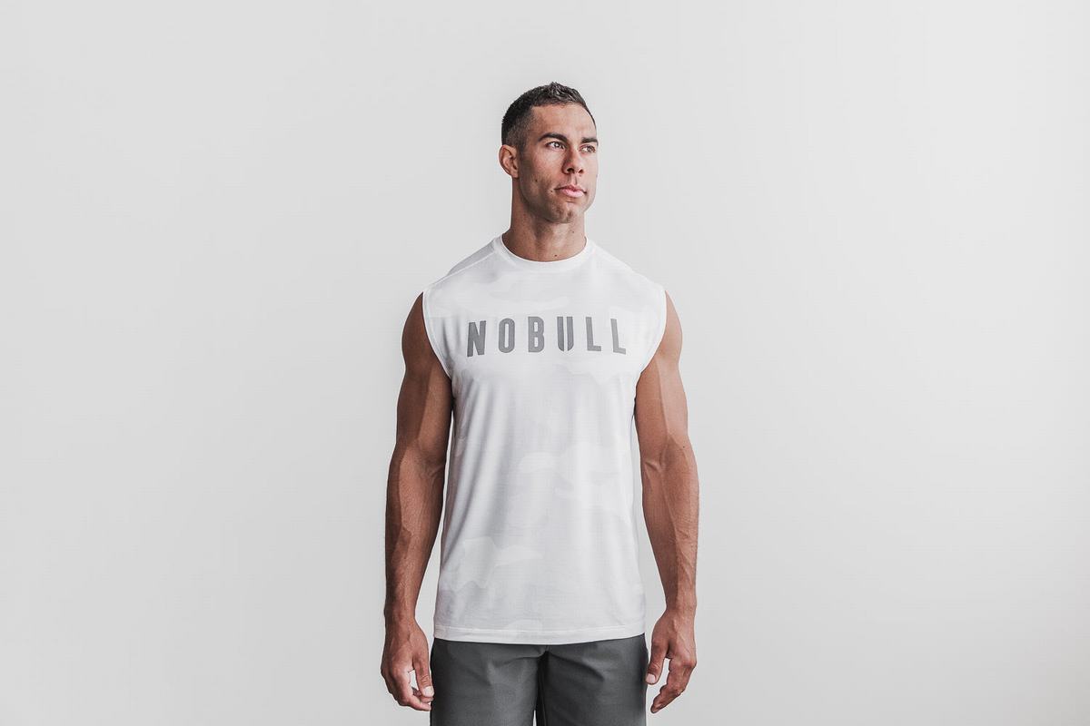 Nobull Mouwloos T-shirts Heren Wit Camo | 130452-NHD