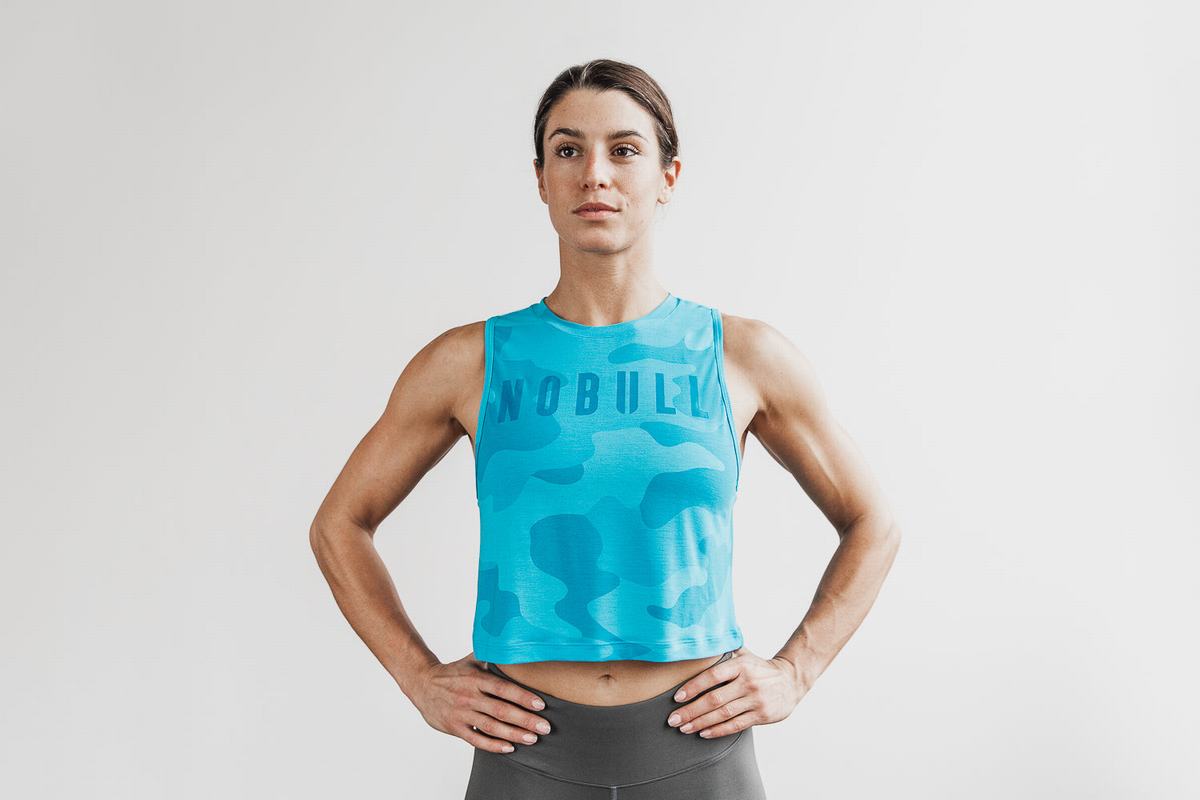 Nobull Muscle Tank Neon Tanktop Dames Blauw Camo | 265184-BVR