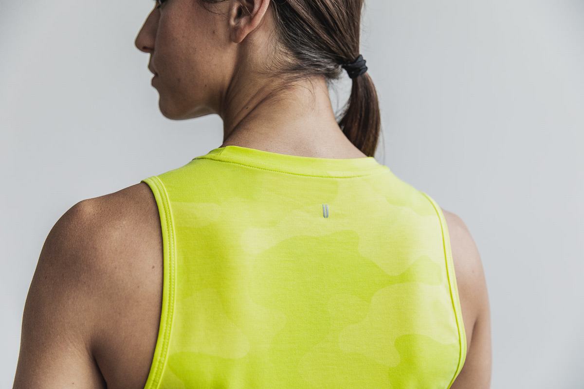 Nobull Muscle Tank Neon Tanktop Dames Geel Camo | 041627-UYH