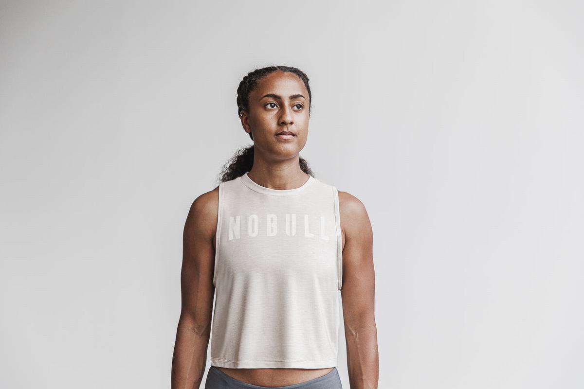 Nobull Muscle Tank Tanktop Dames Beige | 203698-QZW