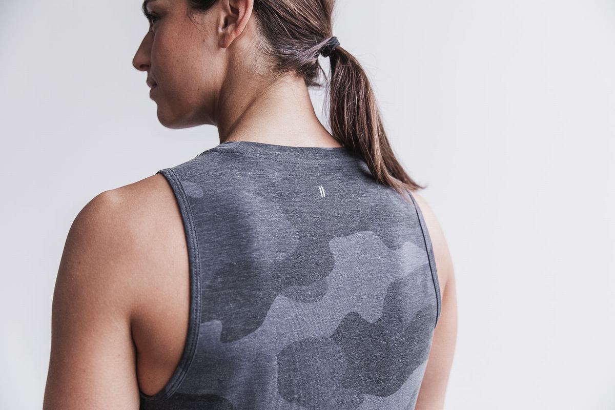 Nobull Muscle Tank Tanktop Dames Grijs Camo | 958263-FVD