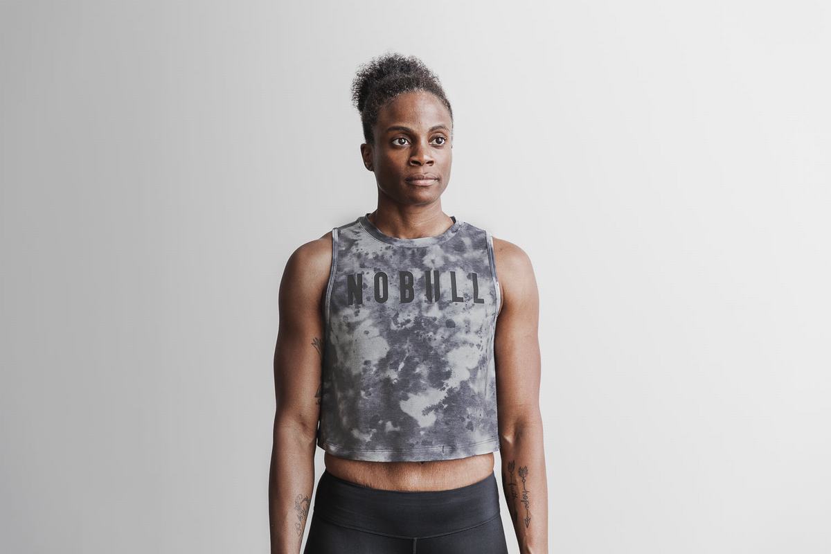 Nobull Muscle Tank Tie-Dye Tanktop Dames Wit Zwart | 041279-KPN