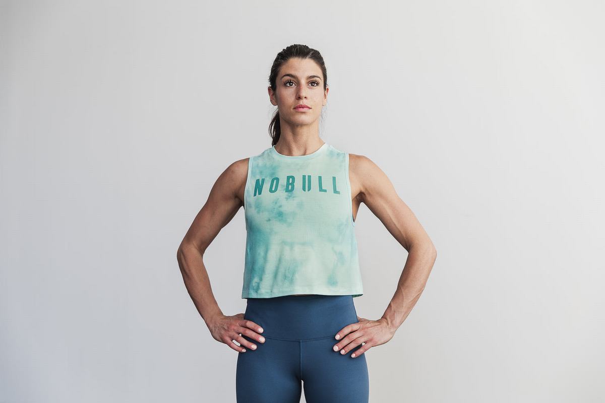 Nobull Muscle Tank Tie-Dye Tanktop Dames Lichtturquoise | 541028-UYZ