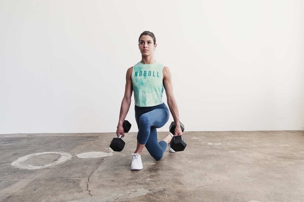 Nobull Muscle Tank Tie-Dye Tanktop Dames Lichtturquoise | 541028-UYZ