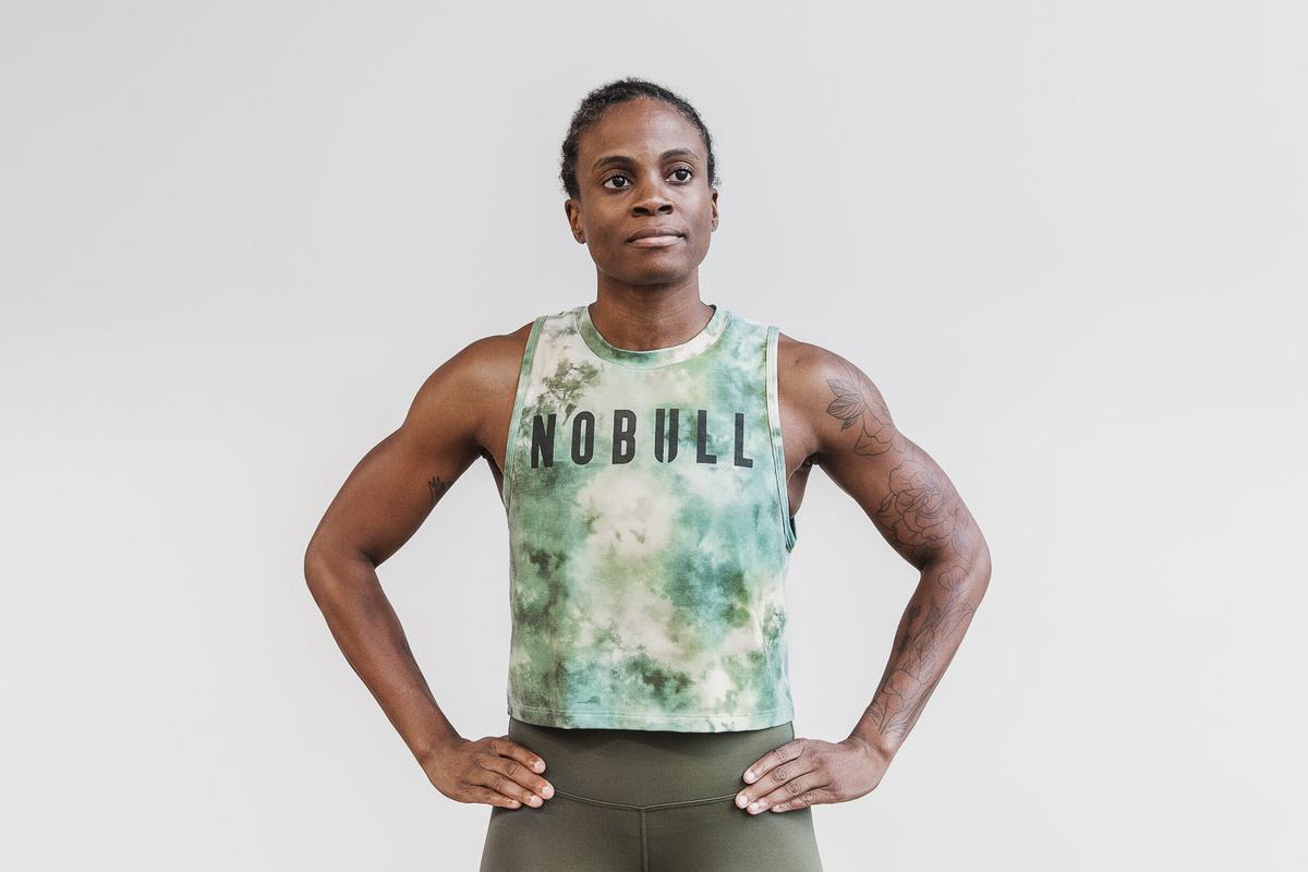 Nobull Muscle Tank Tie-Dye Tanktop Dames Groen | 987431-LMJ