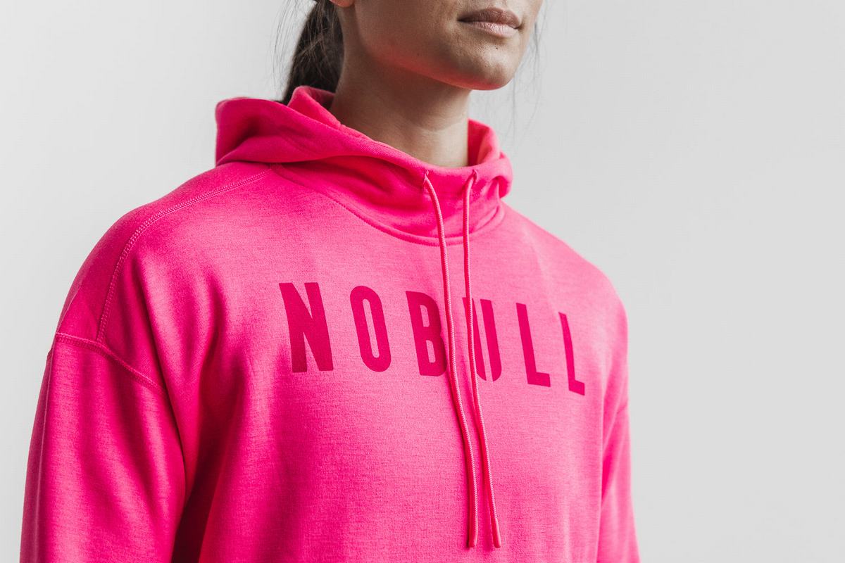 Nobull Neon Hoodie Dames Roze | 574806-IZN