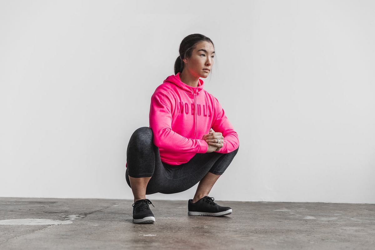 Nobull Neon Hoodie Dames Roze | 574806-IZN
