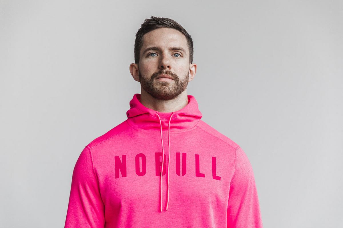 Nobull Neon Hoodie Heren Roze | 568392-VPO