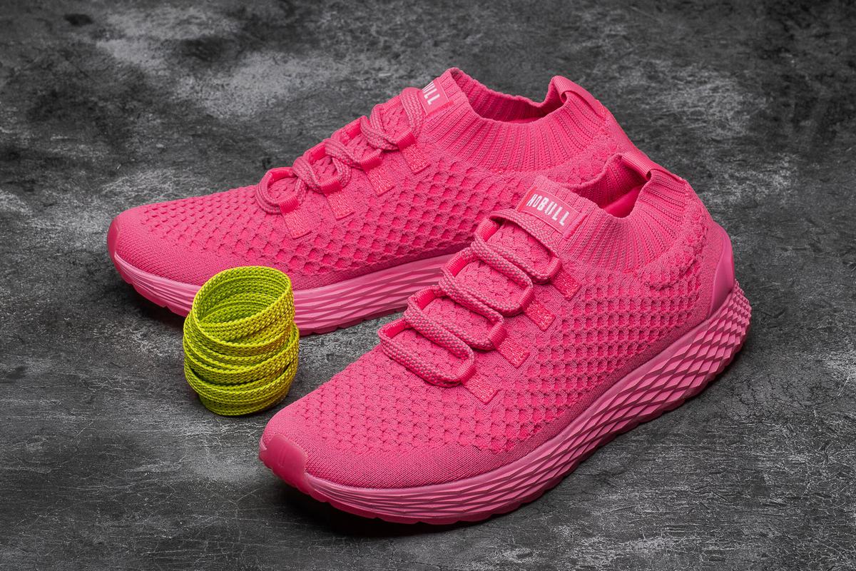 Nobull Neon Knit Runner Loopschoenen Dames Roze | 207461-VXL