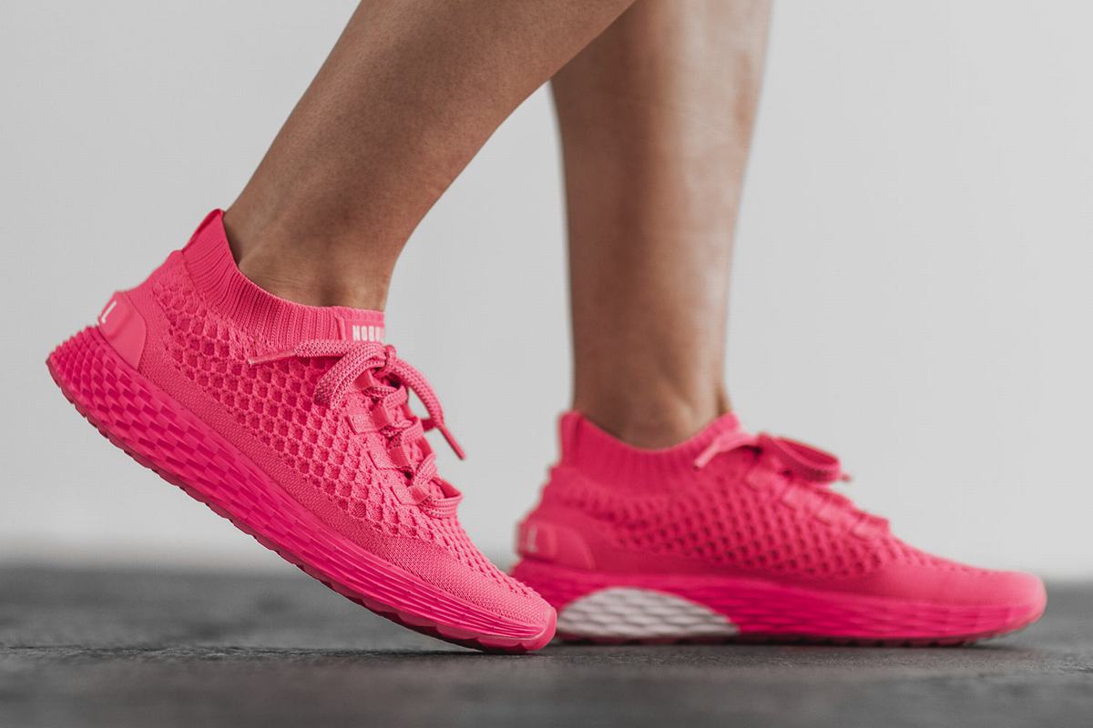 Nobull Neon Knit Runner Loopschoenen Dames Roze | 605189-RMI