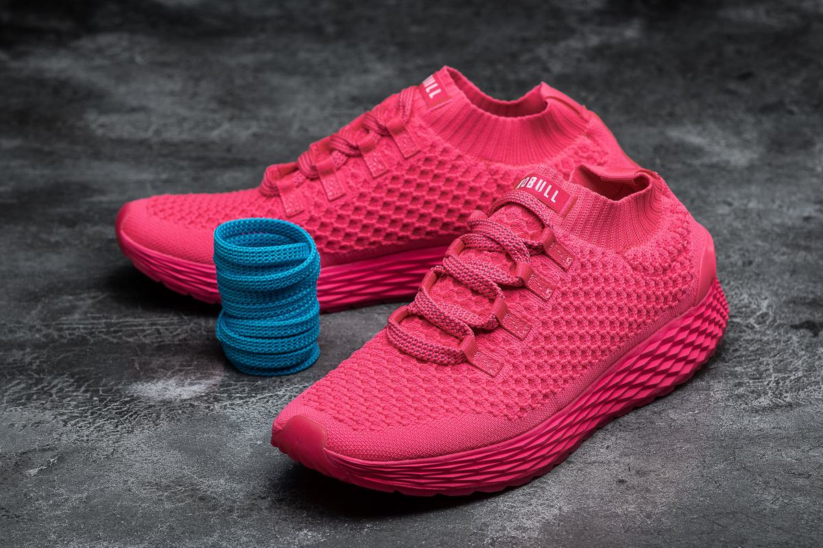 Nobull Neon Knit Runner Loopschoenen Dames Roze | 605189-RMI