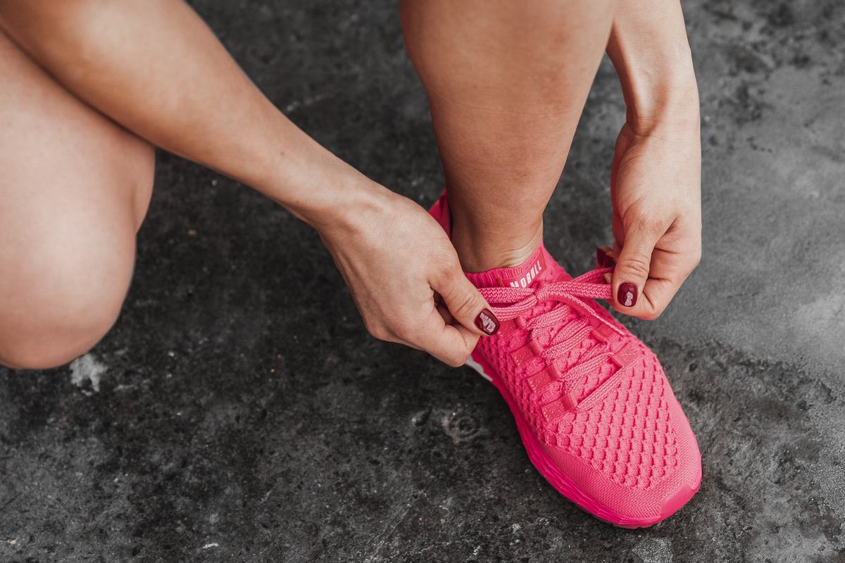 Nobull Neon Knit Runner Loopschoenen Dames Roze | 605189-RMI