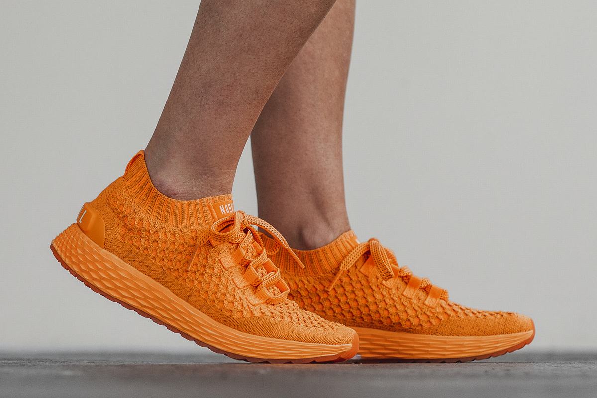 Nobull Neon Knit Runner Loopschoenen Dames Oranje | 904756-PRT