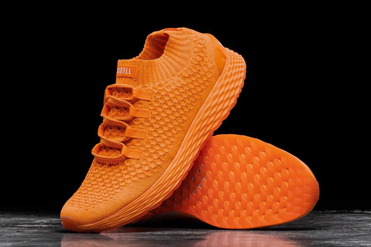 Nobull Neon Knit Runner Loopschoenen Heren Oranje | 451378-AHL