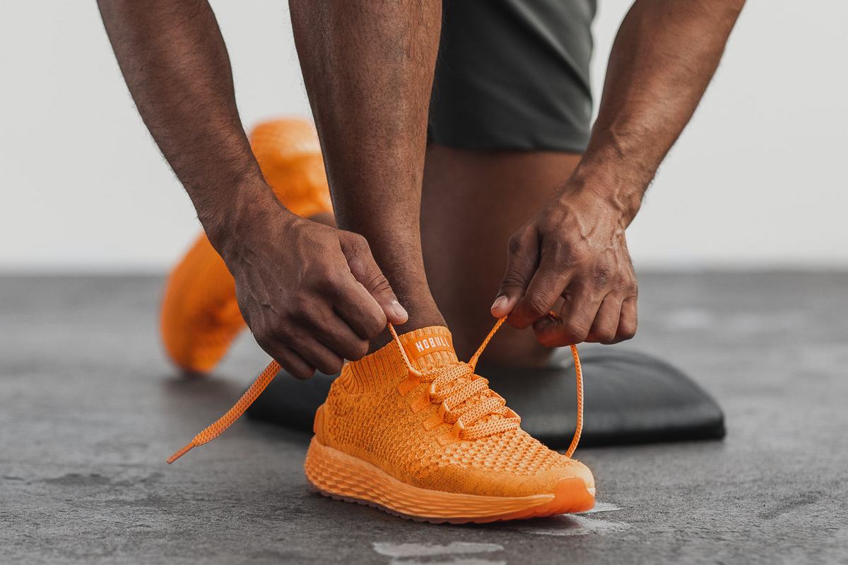 Nobull Neon Knit Runner Loopschoenen Heren Oranje | 451378-AHL