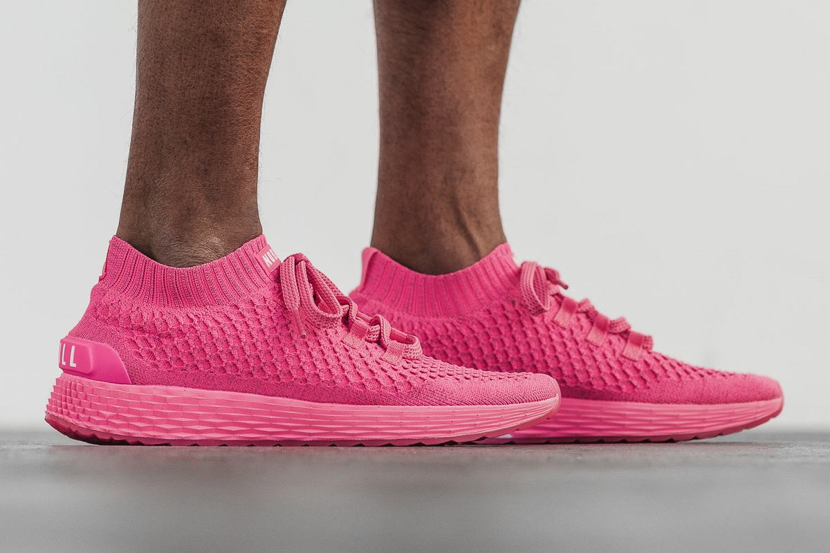 Nobull Neon Knit Runner Loopschoenen Heren Roze | 542379-FCZ