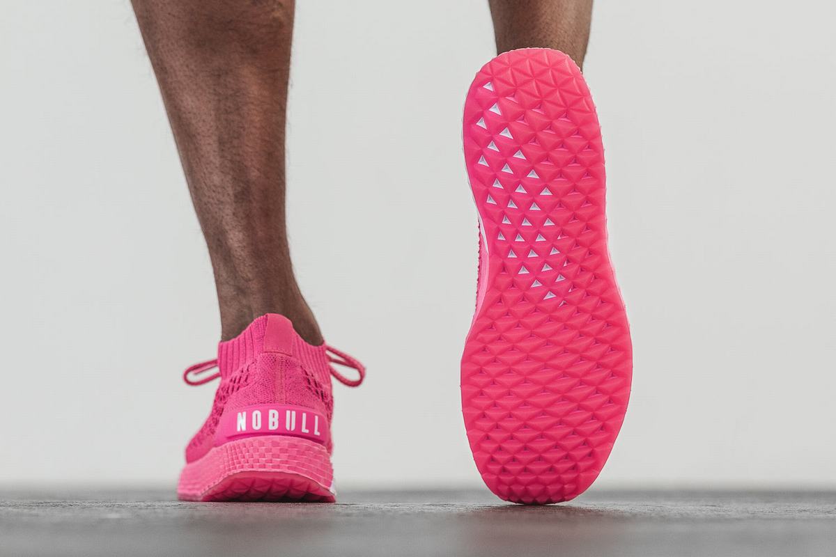 Nobull Neon Knit Runner Loopschoenen Heren Roze | 542379-FCZ