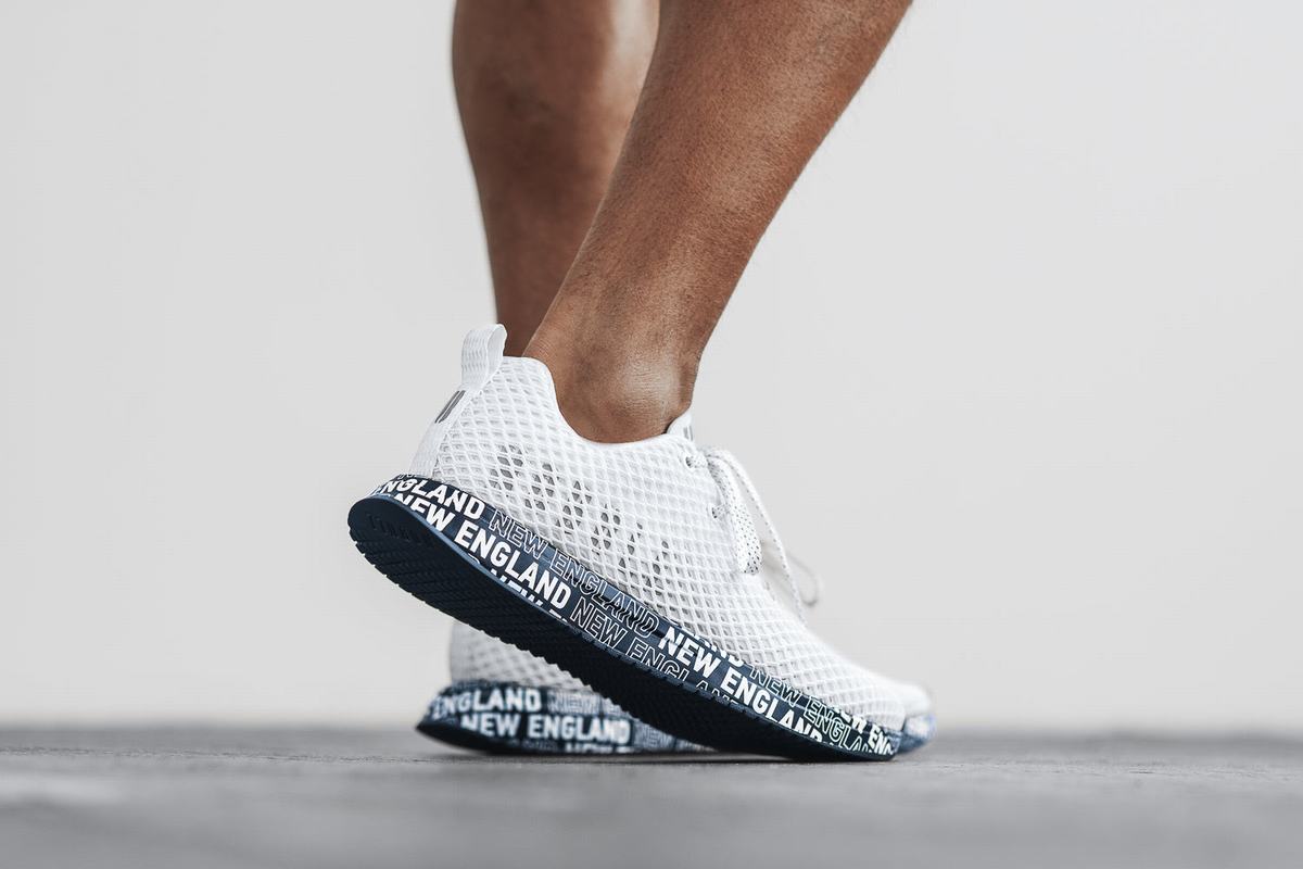 Nobull New England Mesh Runner Loopschoenen Heren Wit Donkerblauw | 304562-CTY