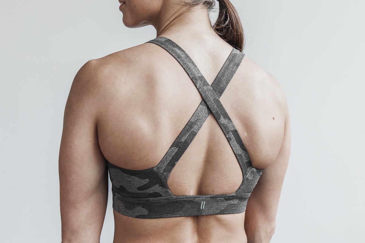 Nobull Pace Plush Heather Sport Bh Dames Donkercamo | 129853-DHS