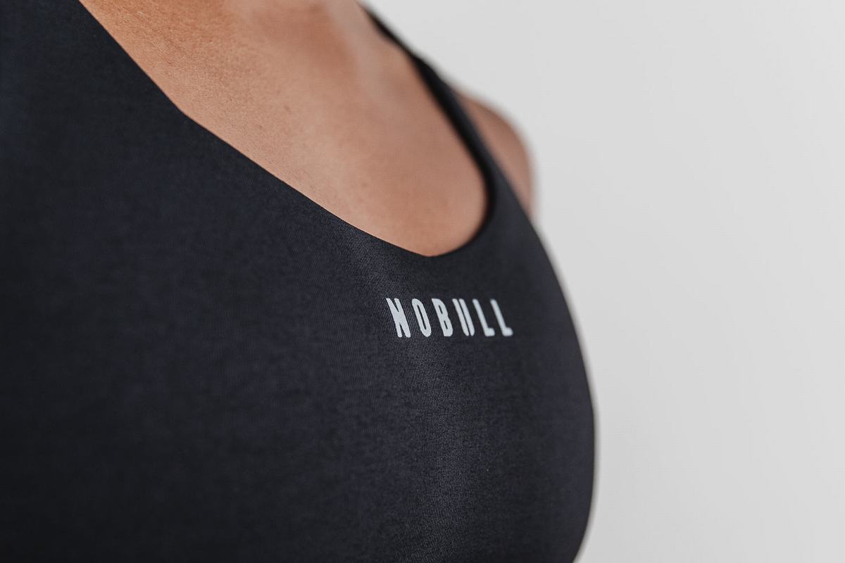 Nobull Pace Plush Heather Sport Bh Dames Zwart | 148076-AFY