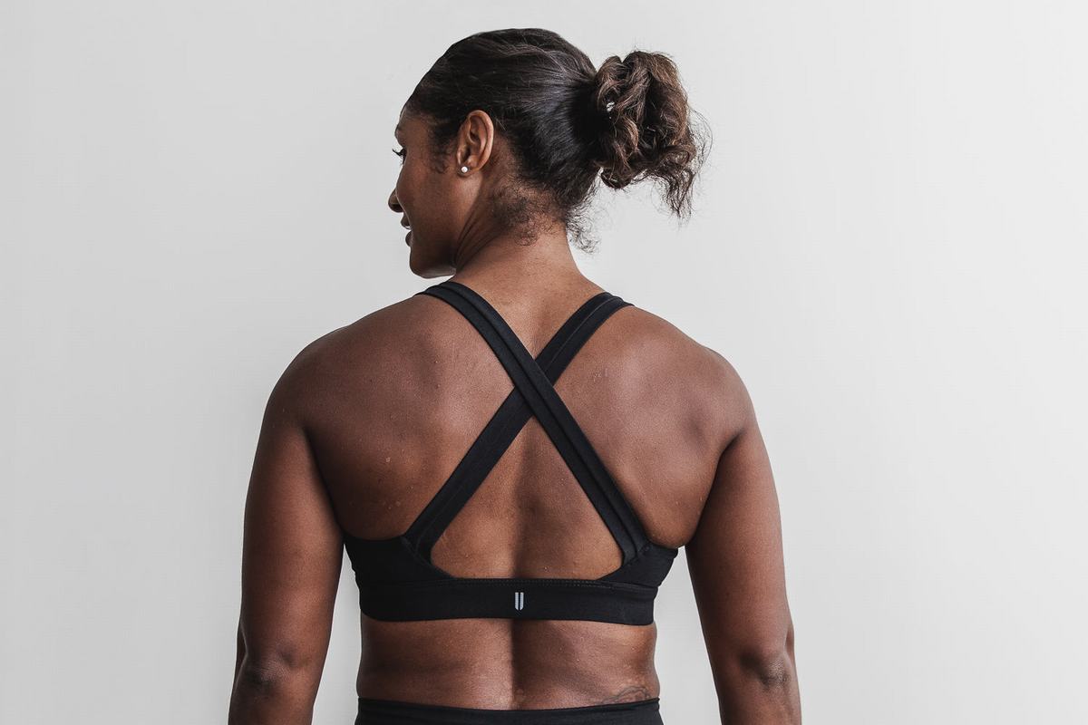 Nobull Pace Plush Heather Sport Bh Dames Zwart | 148076-AFY