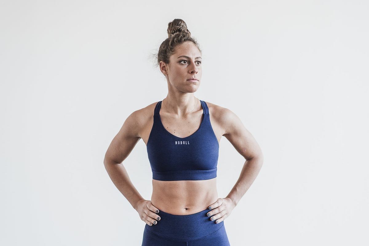 Nobull Pace Plush Heather Sport Bh Dames Donkerblauw | 296413-VHI