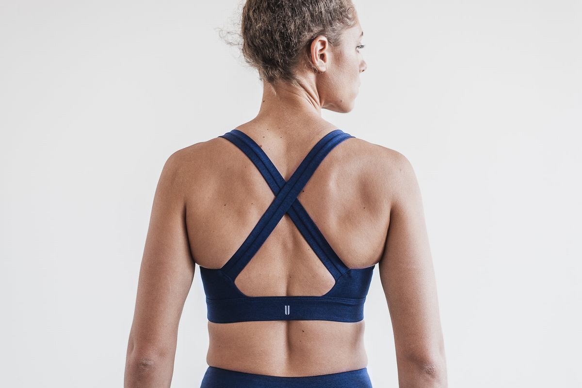 Nobull Pace Plush Heather Sport Bh Dames Donkerblauw | 296413-VHI
