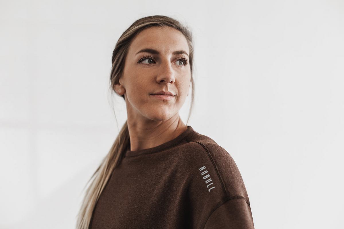 Nobull Performance Crew Sweatshirts Dames Koffie | 159378-OTY