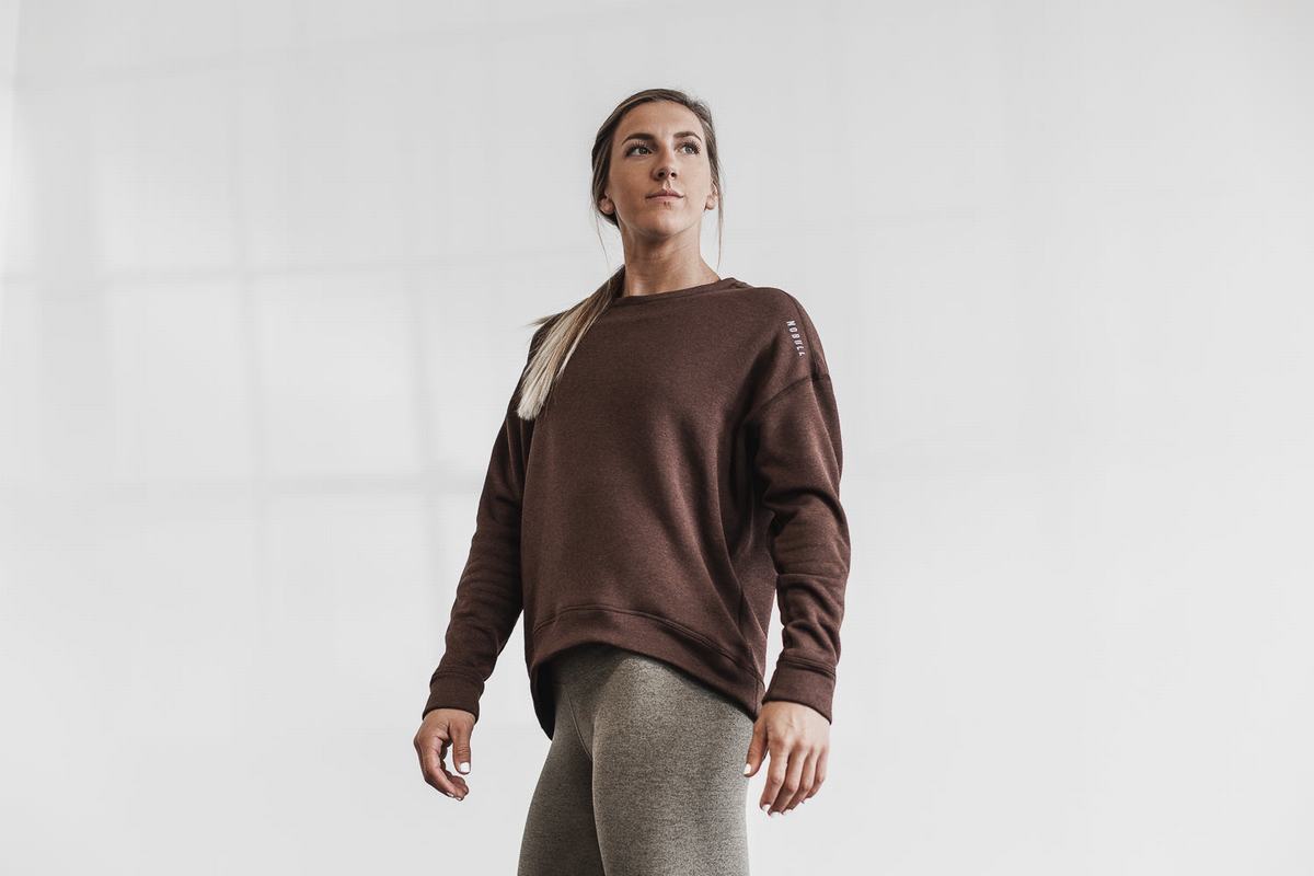 Nobull Performance Crew Sweatshirts Dames Koffie | 159378-OTY