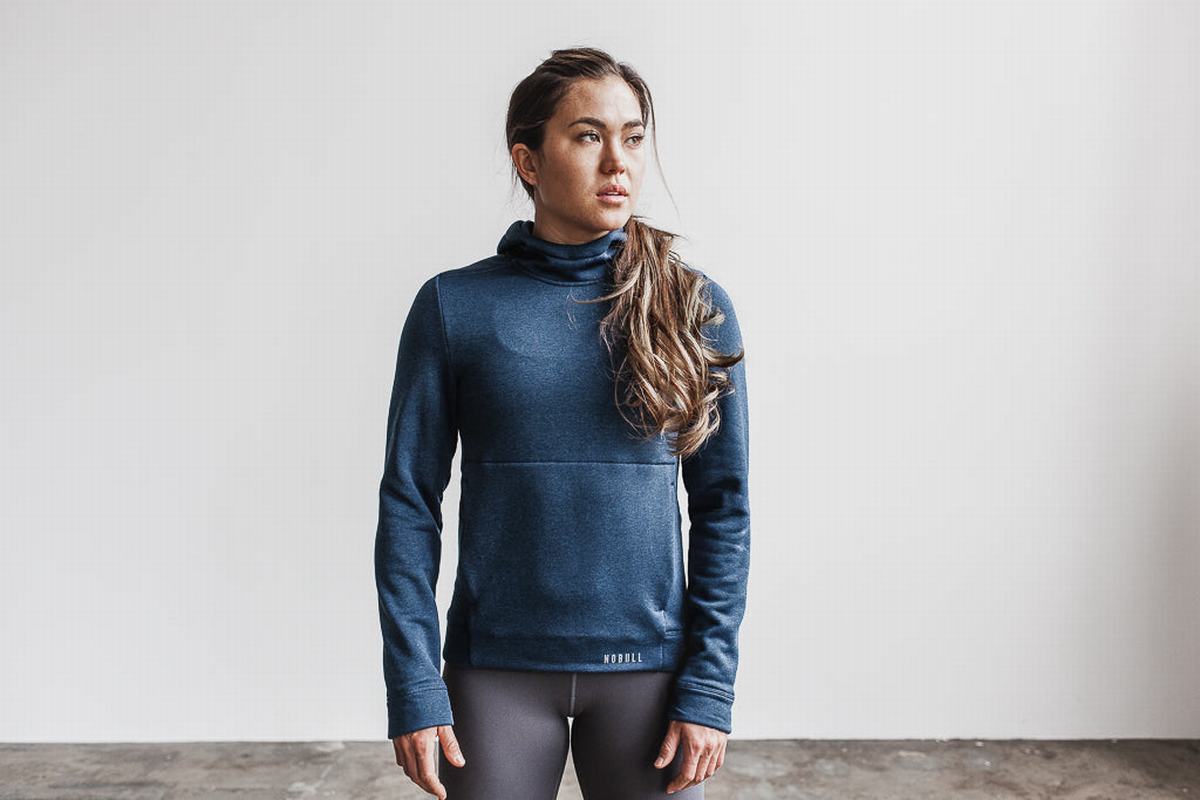 Nobull Performance Hoodie Dames Grijs Blauw | 814205-NYC