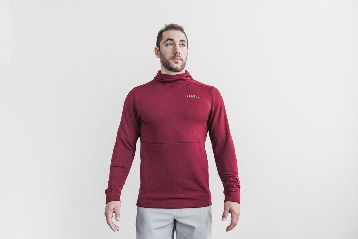 Nobull Performance Hoodie Heren Dieprood | 205716-DHO