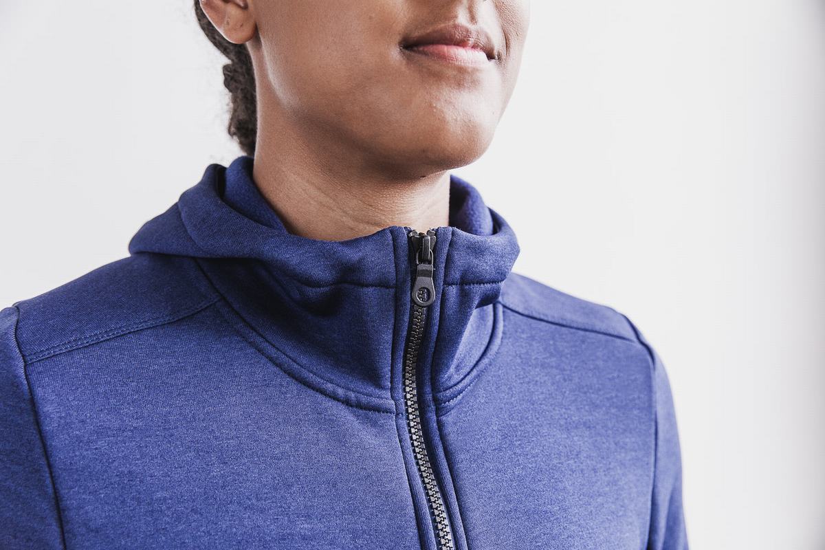Nobull Performance Zip-up Hoodie Dames Donkerblauw | 298710-GLO