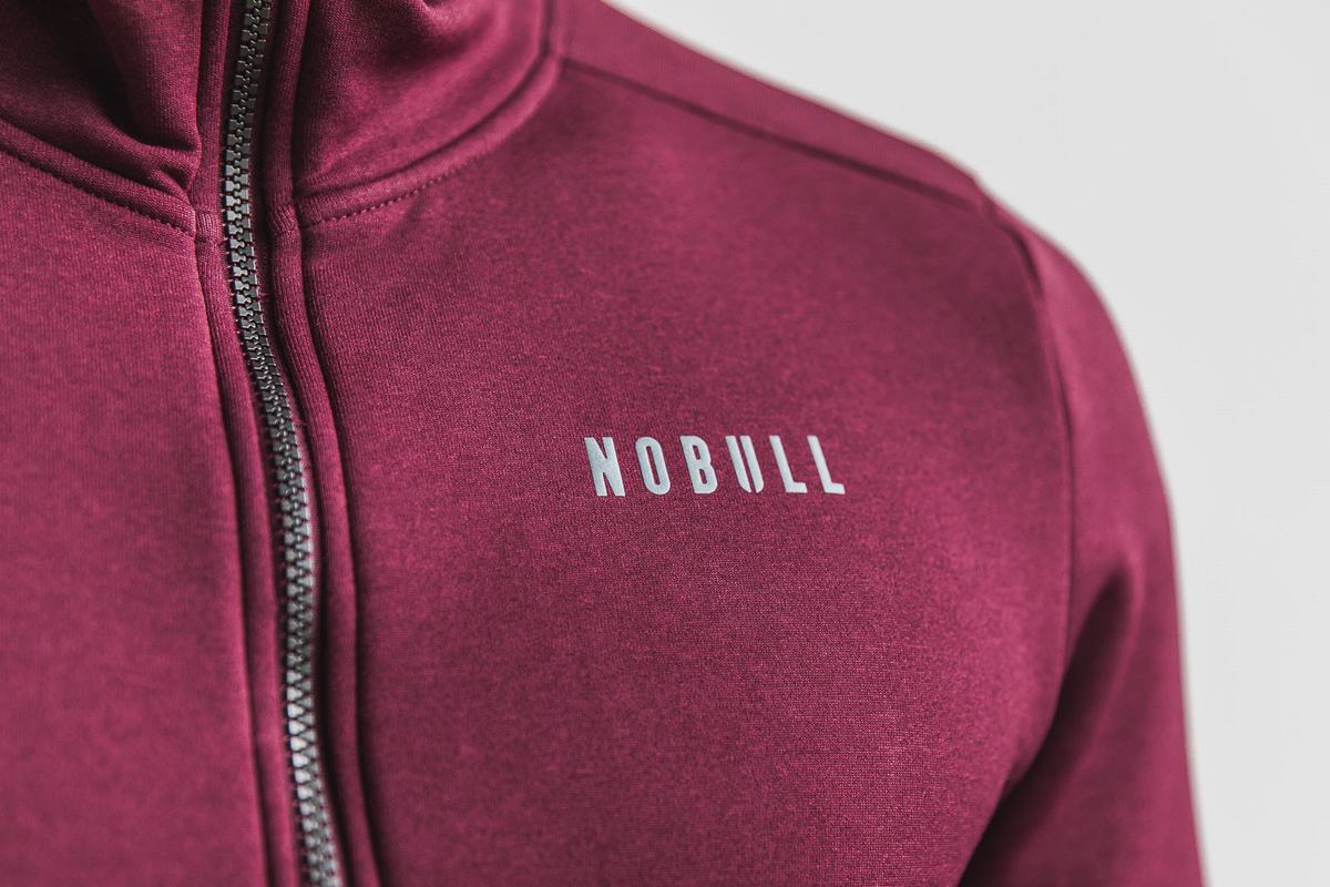 Nobull Performance Zip-up Hoodie Heren Dieprood | 563712-DPN