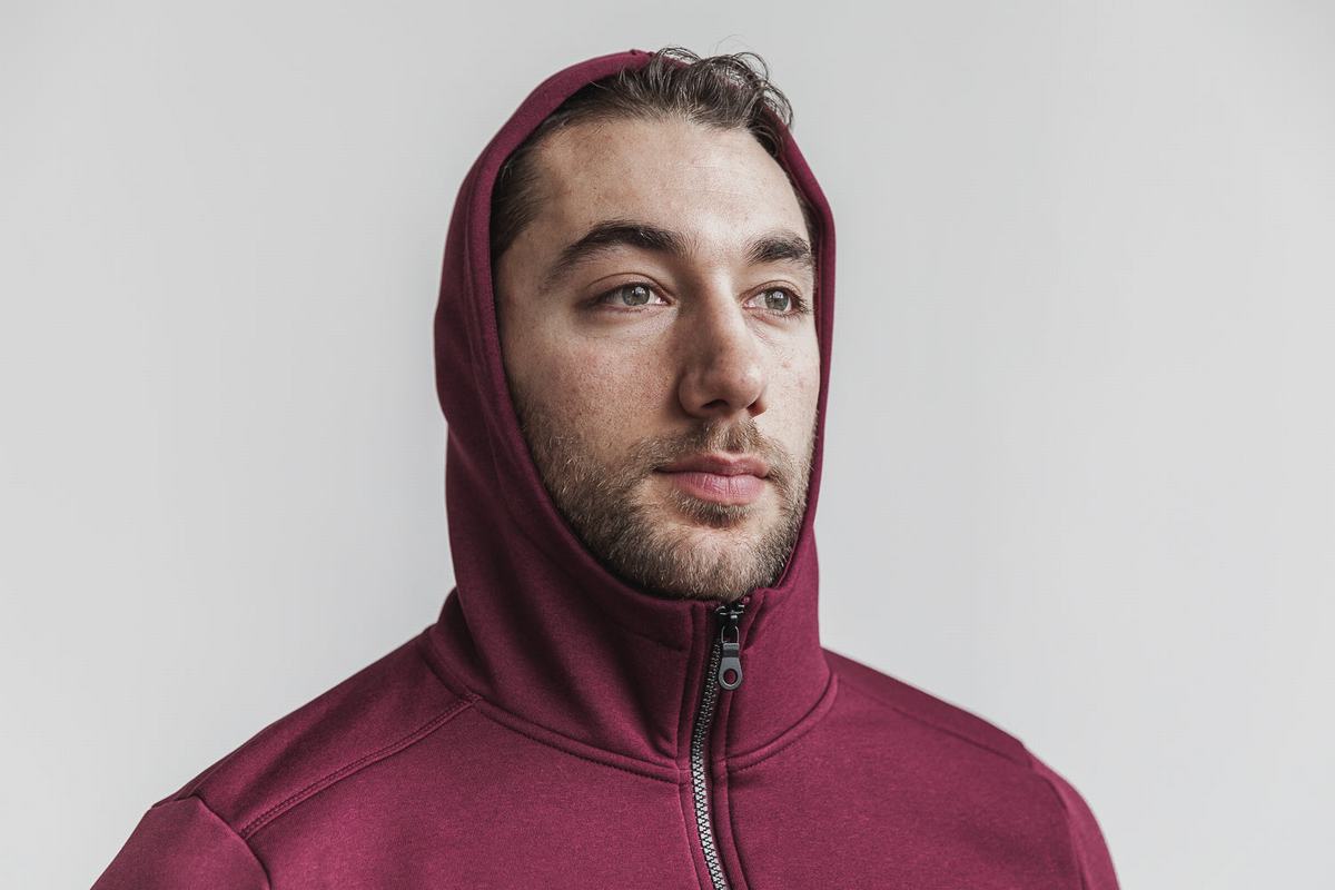 Nobull Performance Zip-up Hoodie Heren Dieprood | 563712-DPN