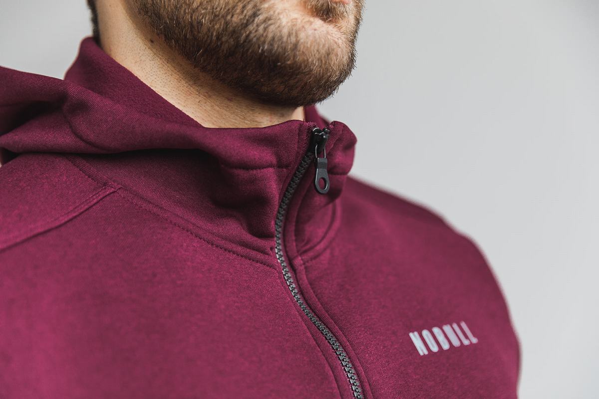 Nobull Performance Zip-up Hoodie Heren Dieprood | 563712-DPN