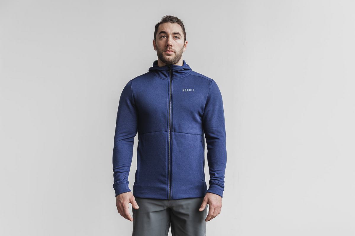 Nobull Performance Zip-up Hoodie Heren Donkerblauw | 845032-BKL