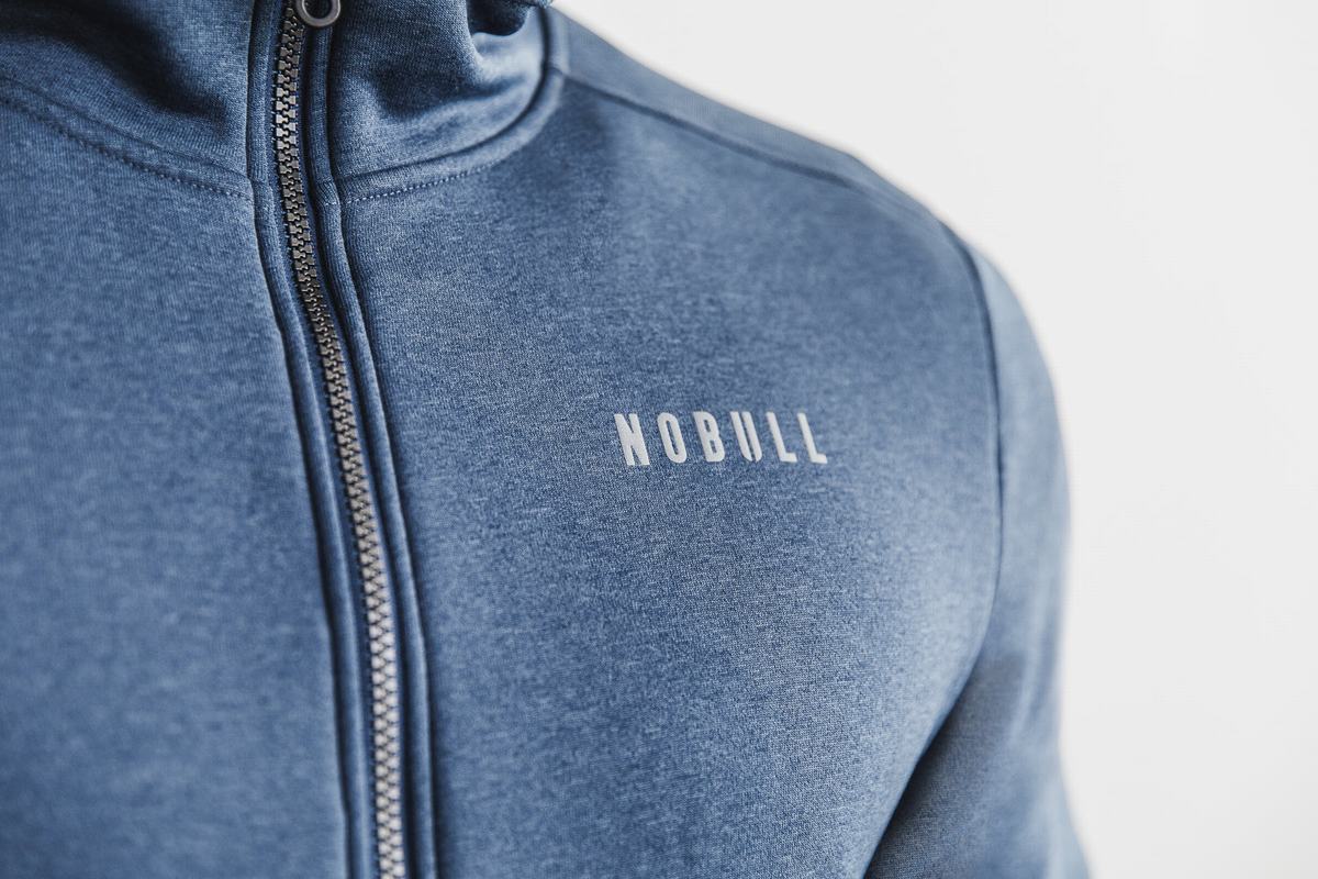 Nobull Performance Zip-up Hoodie Heren Grijs Blauw | 329645-QZV