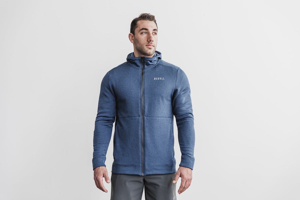 Nobull Performance Zip-up Hoodie Heren Grijs Blauw | 329645-QZV