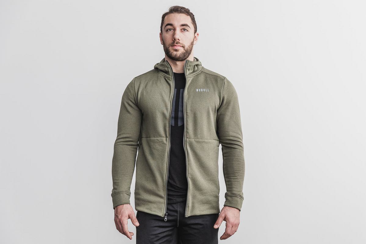 Nobull Performance Zip-up Hoodie Heren Groen | 491860-XSU