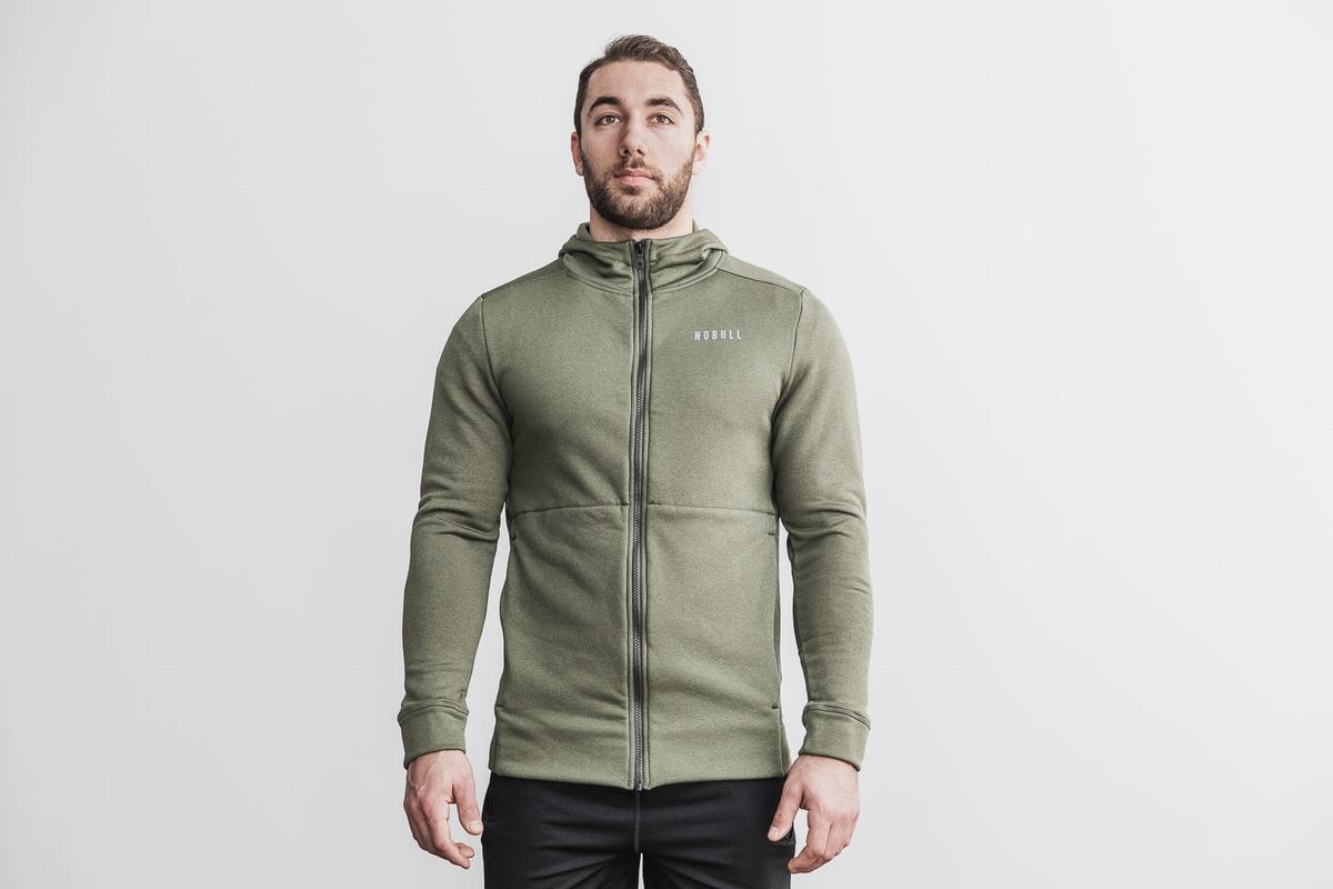 Nobull Performance Zip-up Hoodie Heren Groen | 491860-XSU