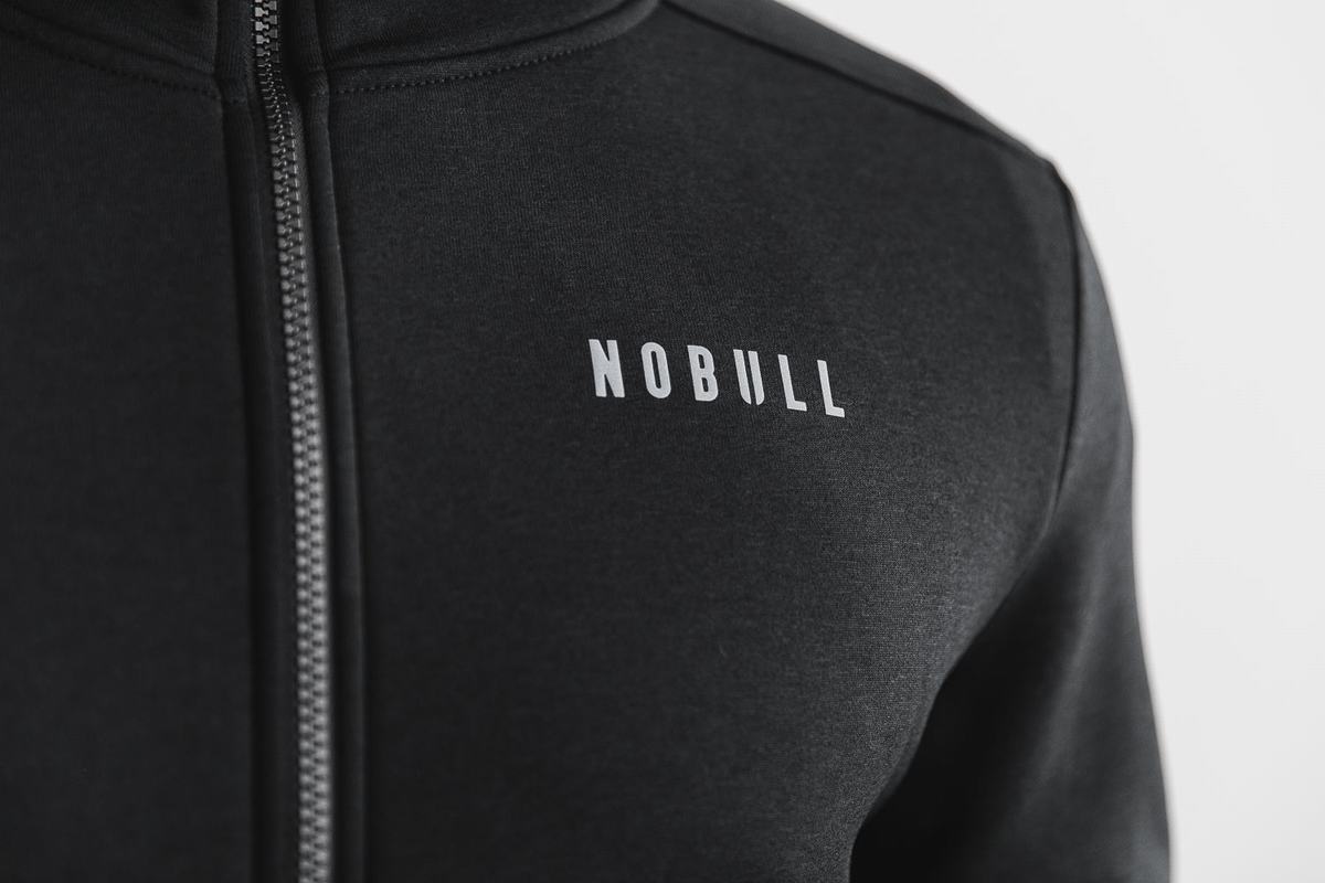 Nobull Performance Zip-up Hoodie Heren Zwart | 683045-OVS