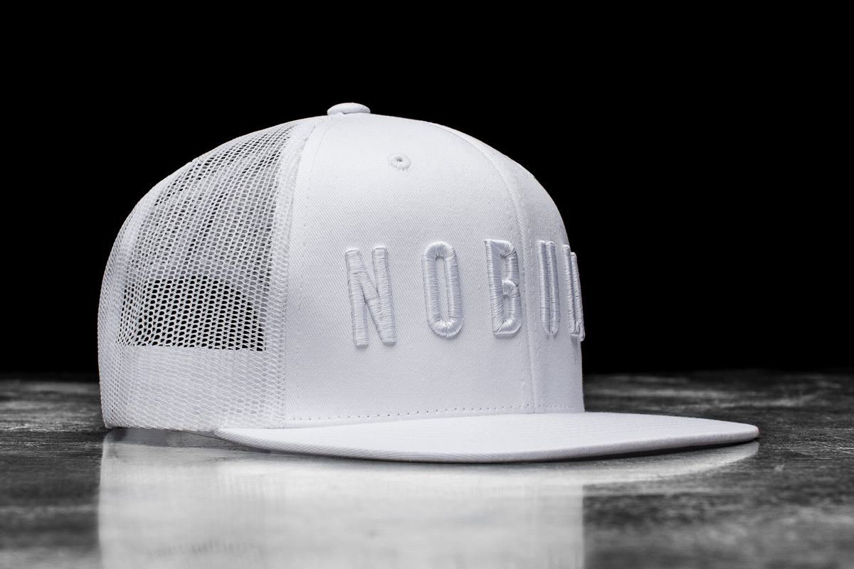Nobull Platte-Brim Trucker Hoeden Heren Wit | 935061-OUS