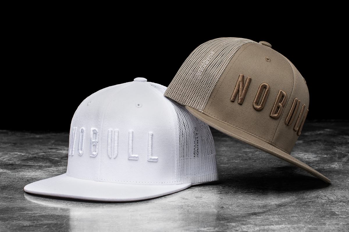Nobull Platte-Brim Trucker Hoeden Heren Wit | 935061-OUS