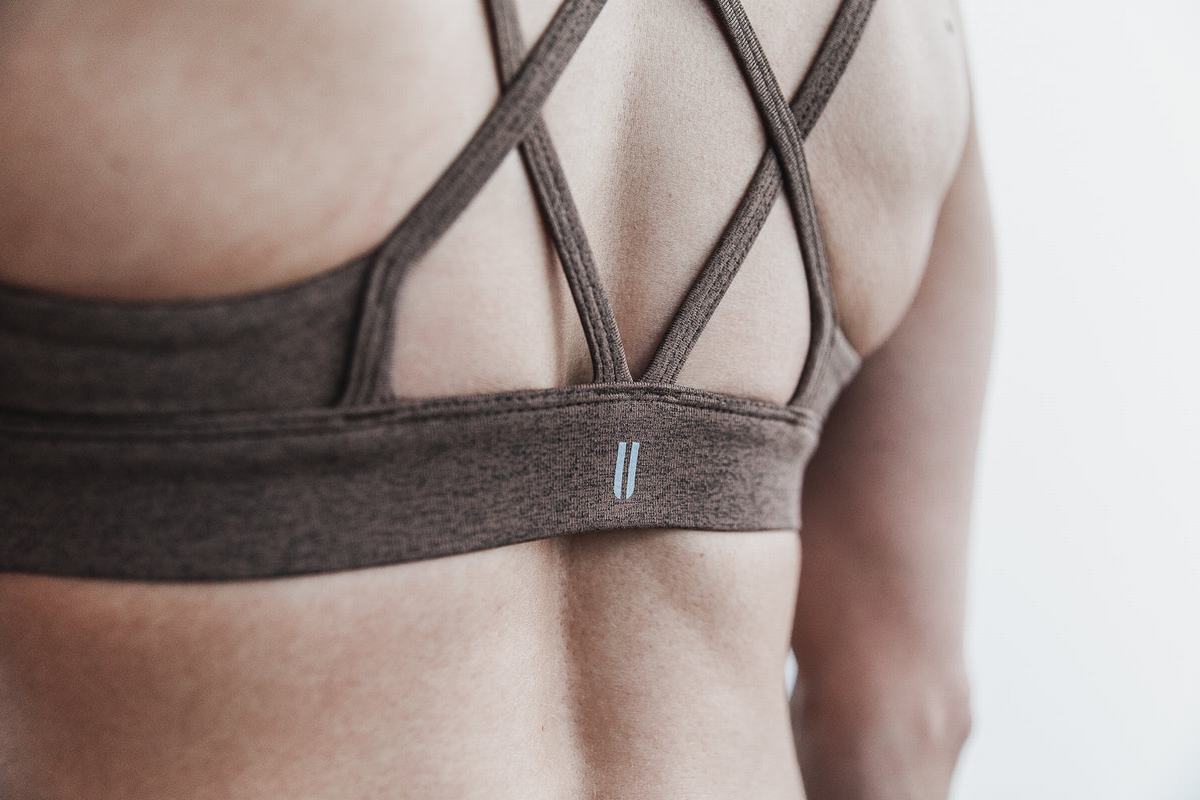 Nobull Plush Heather Sport Bh Dames Bruin | 715864-TEJ
