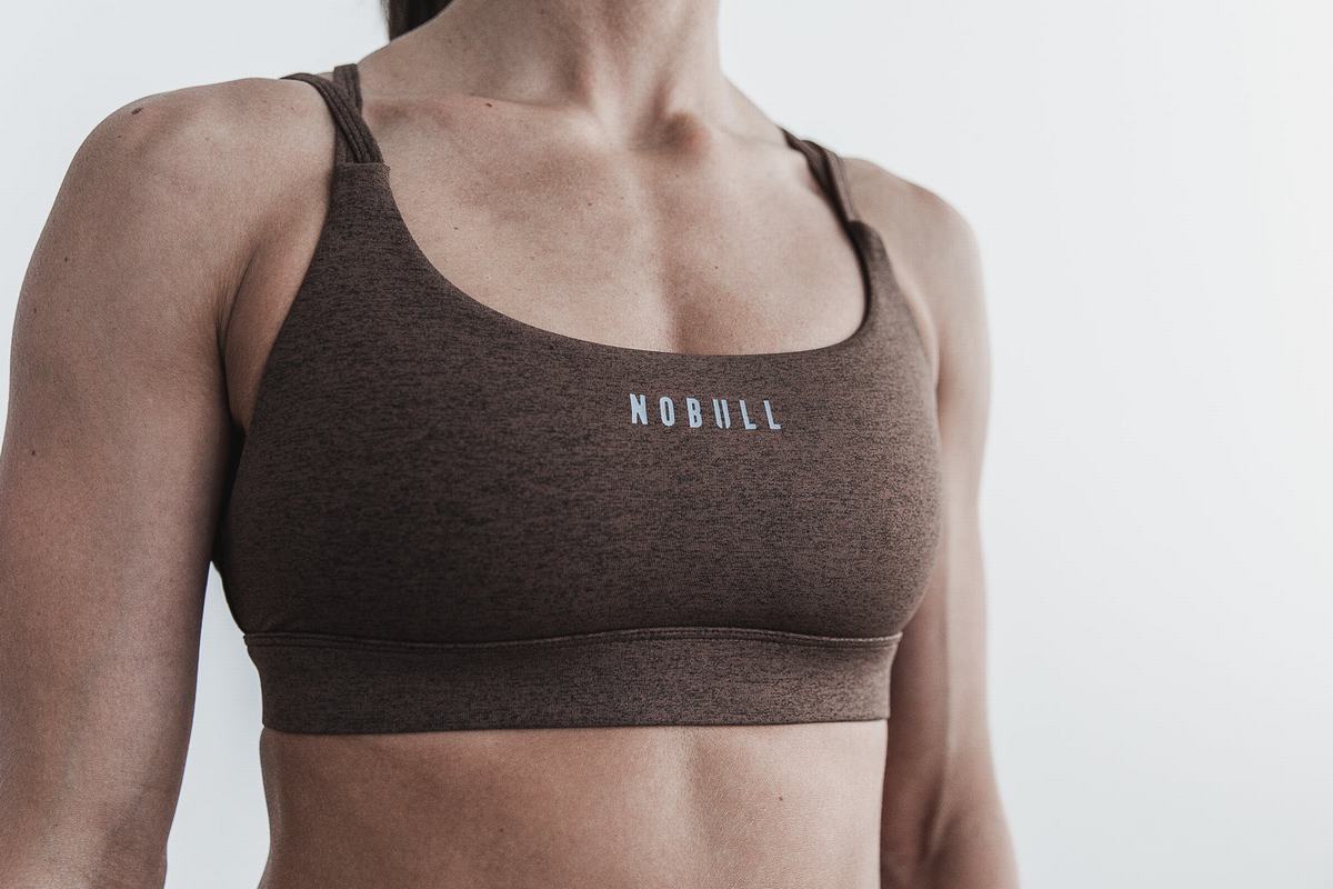 Nobull Plush Heather Sport Bh Dames Bruin | 715864-TEJ