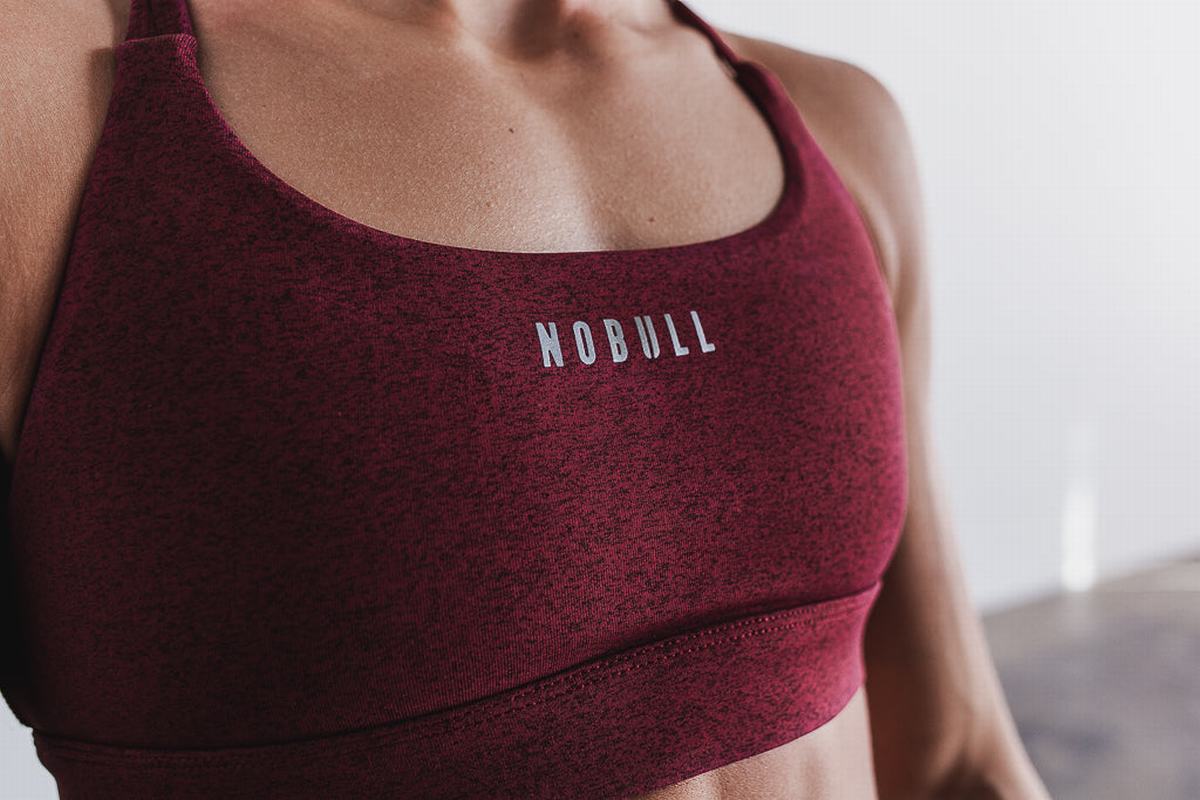 Nobull Plush Heather Sport Bh Dames Donkerrood | 913204-NGX