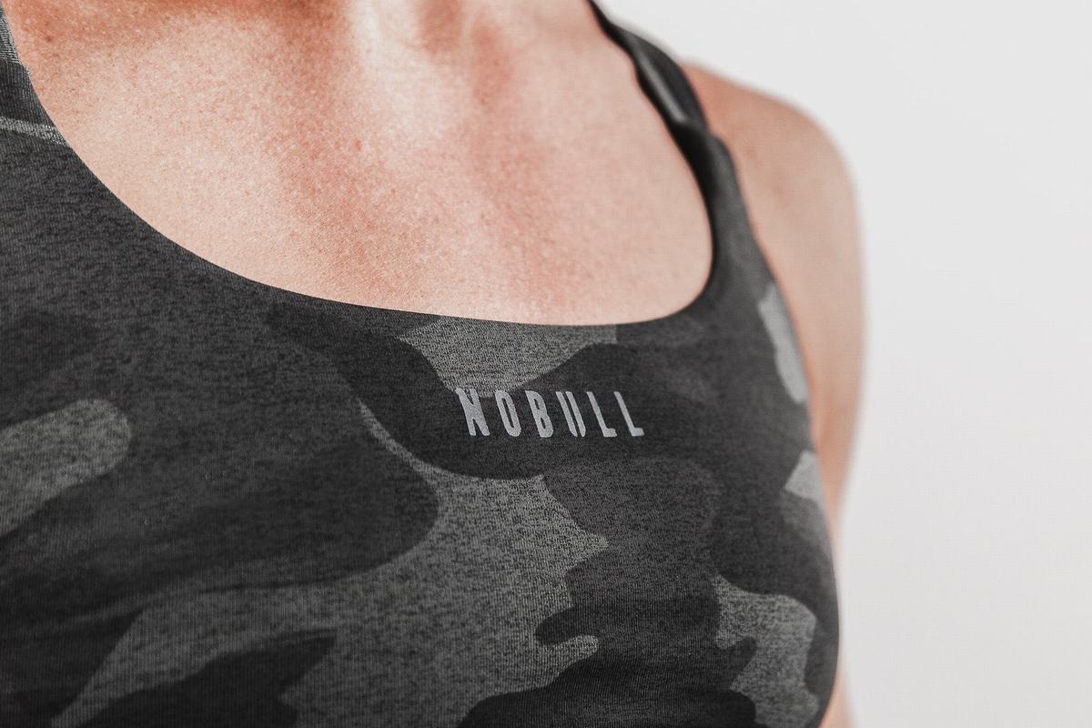 Nobull Plush Heather Sport Bh Dames Grijs Camo | 301497-UPF