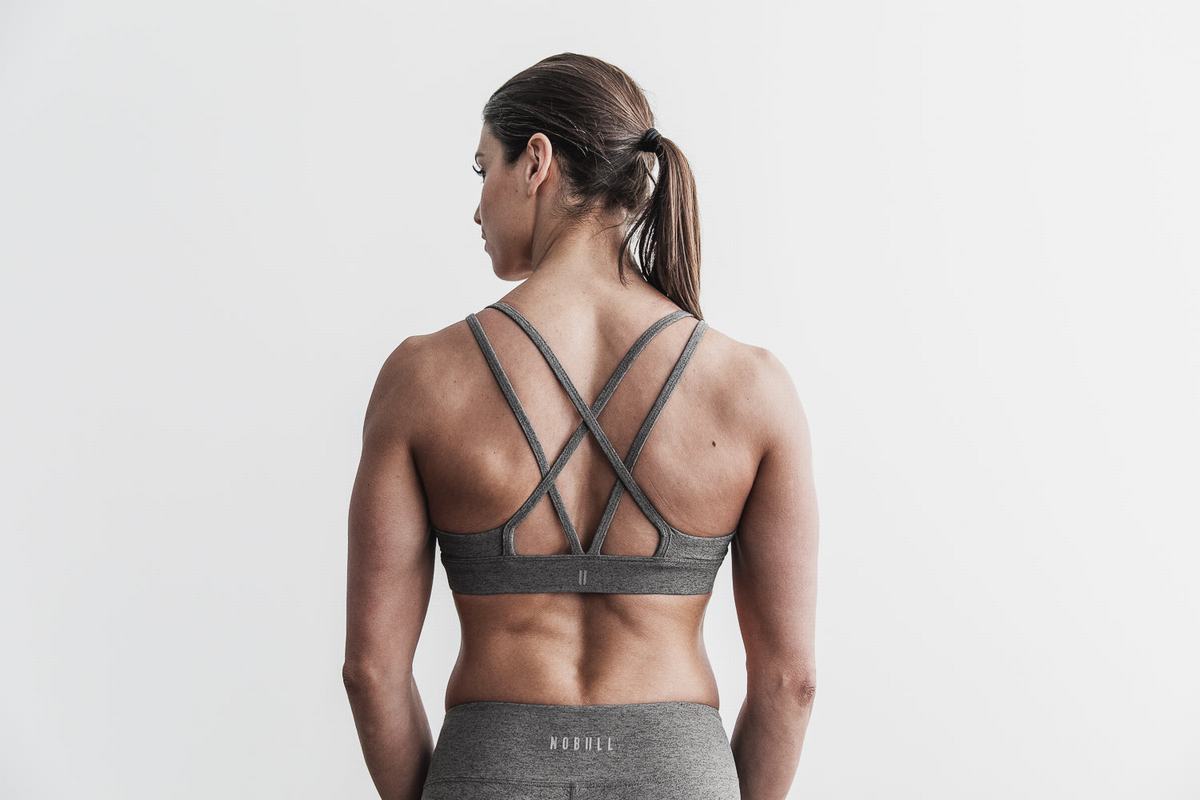 Nobull Plush Heather Sport Bh Dames Grijs | 354728-QEJ