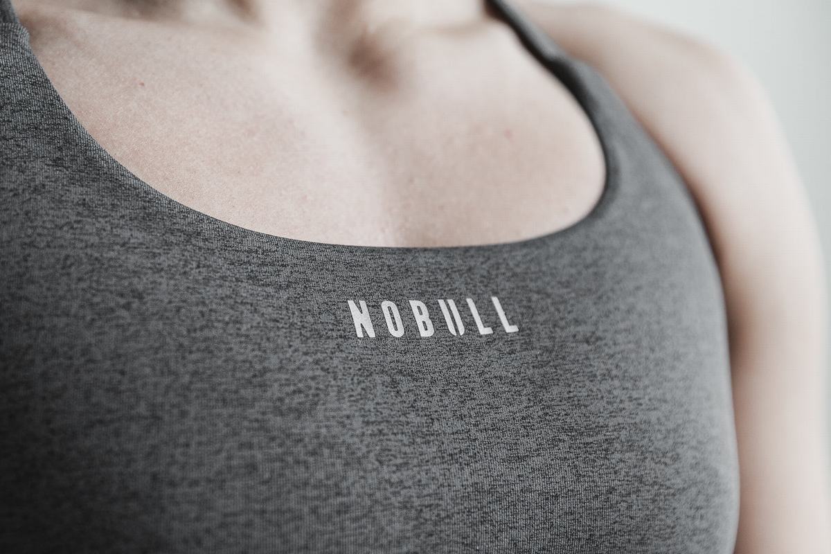 Nobull Plush Heather Sport Bh Dames Grijs | 456381-ZLK