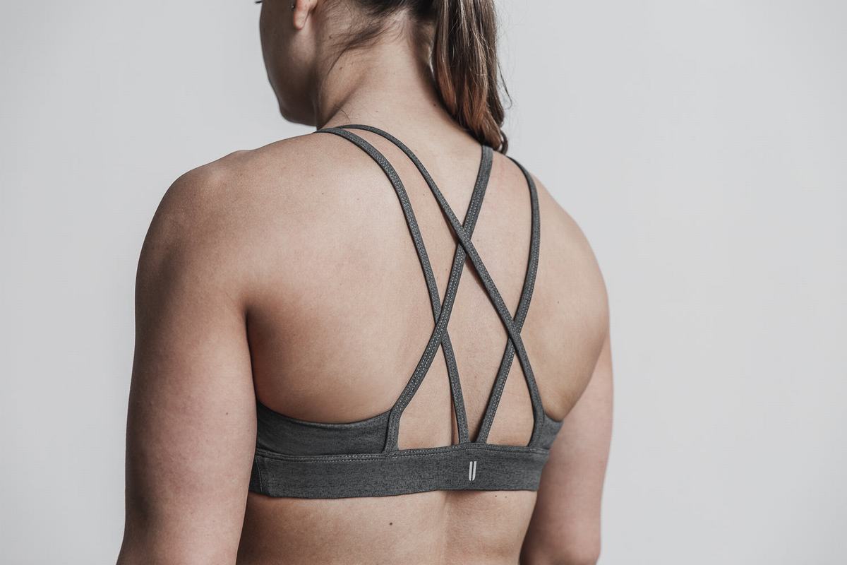 Nobull Plush Heather Sport Bh Dames Grijs | 456381-ZLK